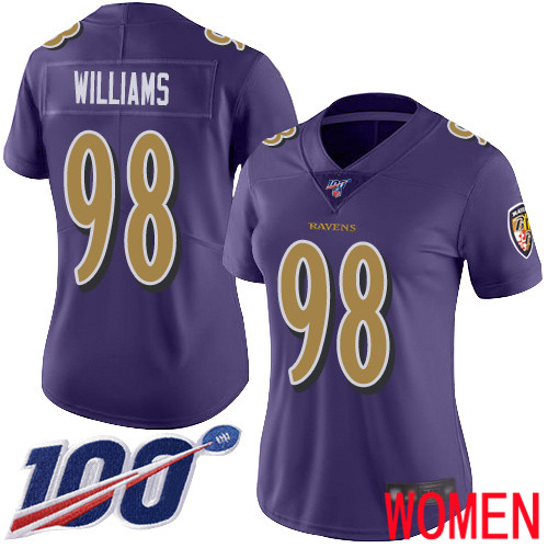 Baltimore Ravens Limited Purple Women Brandon Williams Jersey NFL Football #98 100th Season Rush Vapor Untouchable